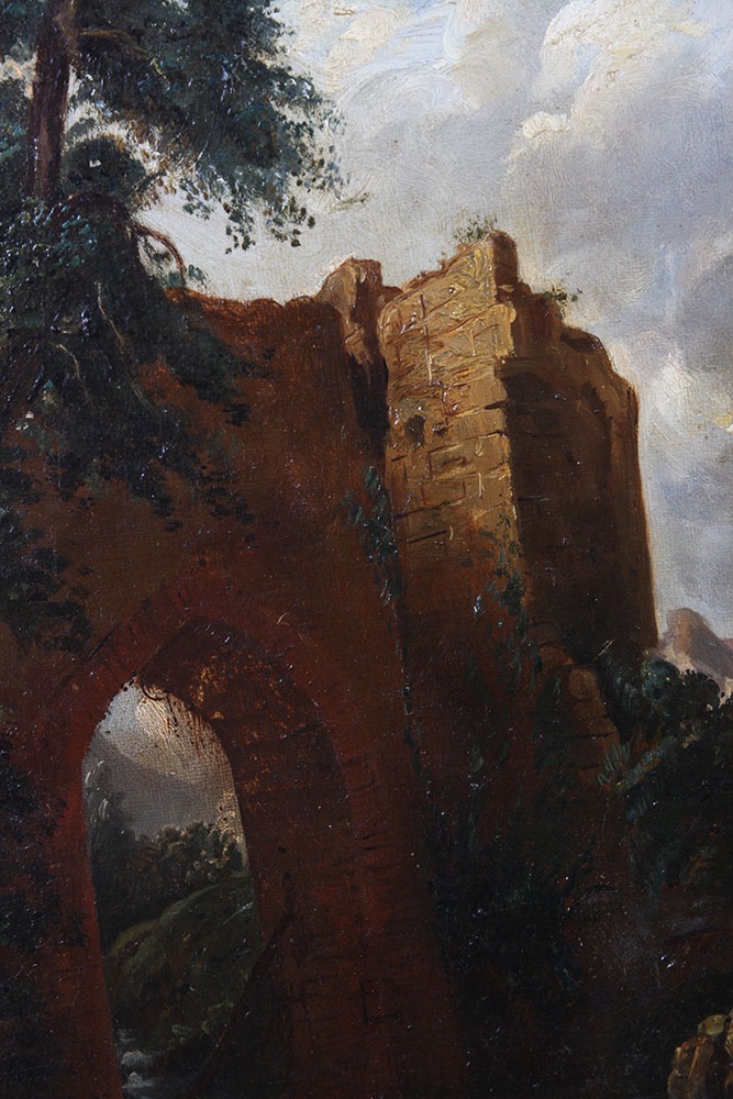19th-century Landscape, French School, Rural Scene With Ruins -photo-4