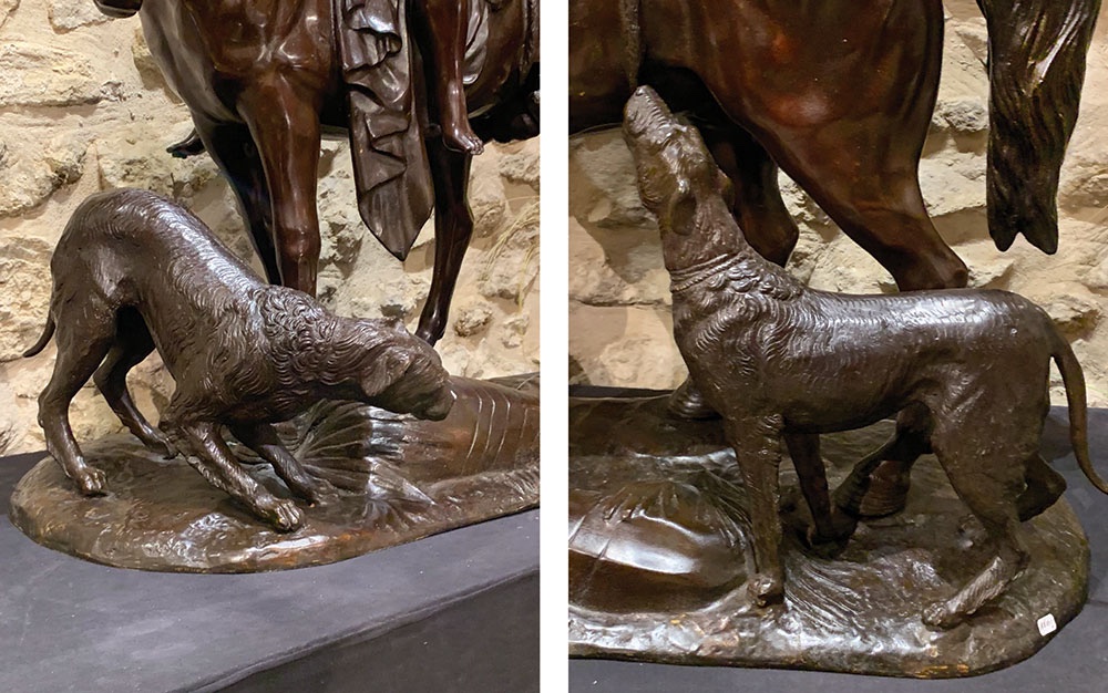 Very Large Orientalist Bronze, 100 X 90 Cm, By Max Arthur Waagen (1833-1898), Depicting A Hunting Scene, Early Period. -photo-2