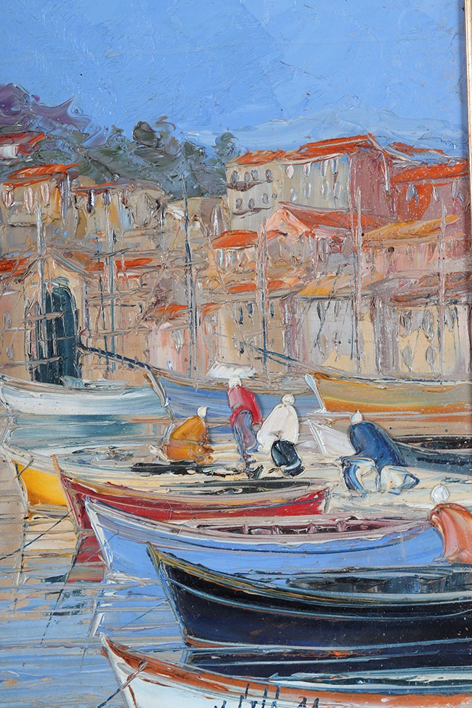 Marseille, Signed Michel Solé, 63x78 Cm, Port Of Marseille, Notre-dame De La Garde, The Old Port-photo-4