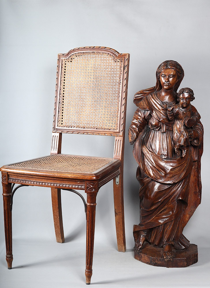 18th Century, 90 Cm, Virgin And Child, Large Wooden Sculpture-photo-2
