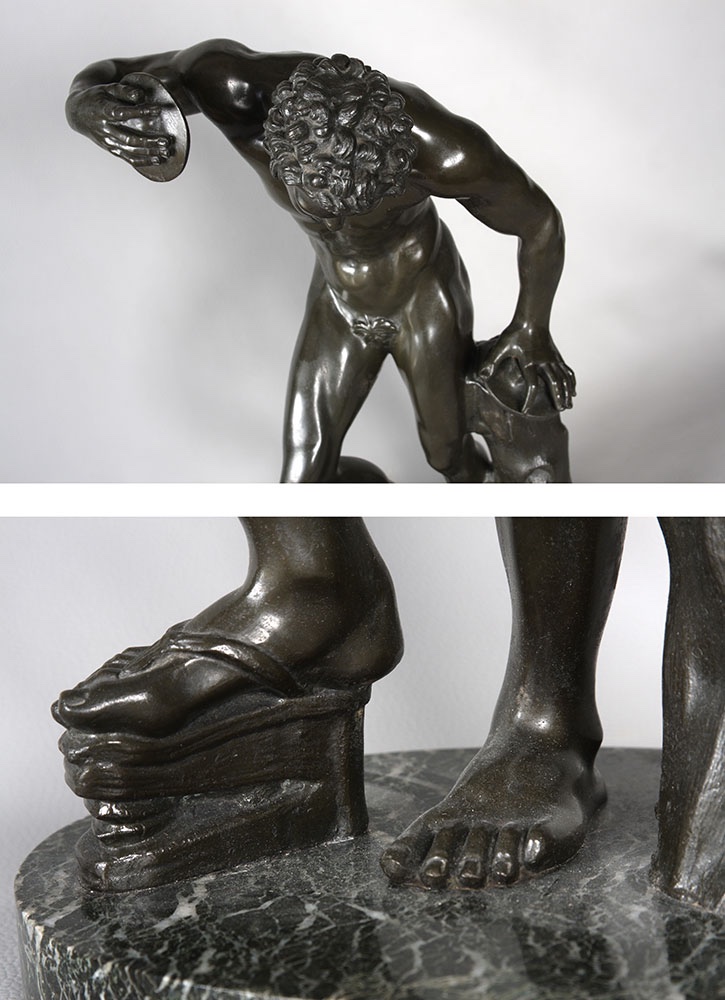 Bronze XIX ème, 57 cm, Faune aux cymbales, bronze à l’antique, École Française-photo-4
