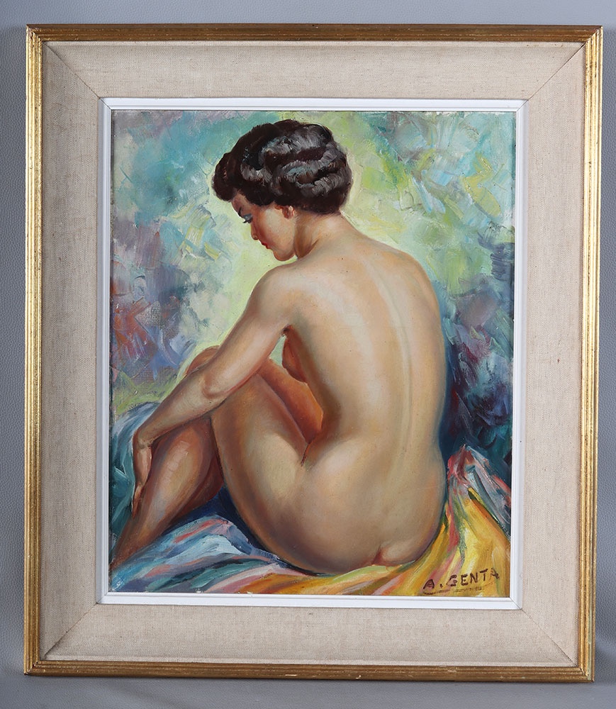 Albert Genta 1901/1989, Female Nude, 72 Cm, Oil On Canvas 