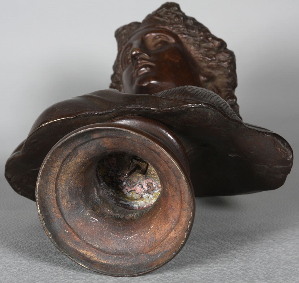 Bronze du XIX ème siècle, buste de d’Ariane, femme de Dionysos-photo-4