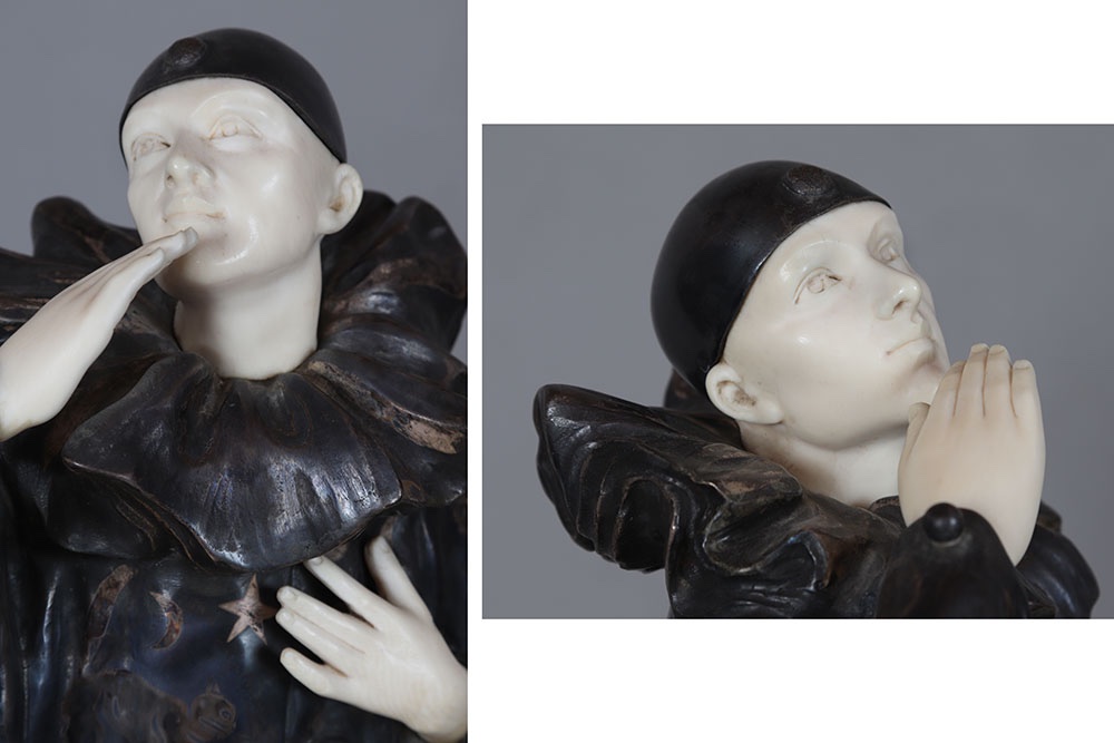 Claude MIRVAL 1889/1973, Chryséléphantine, 55 cm, Art Déco, Pierrot -photo-2
