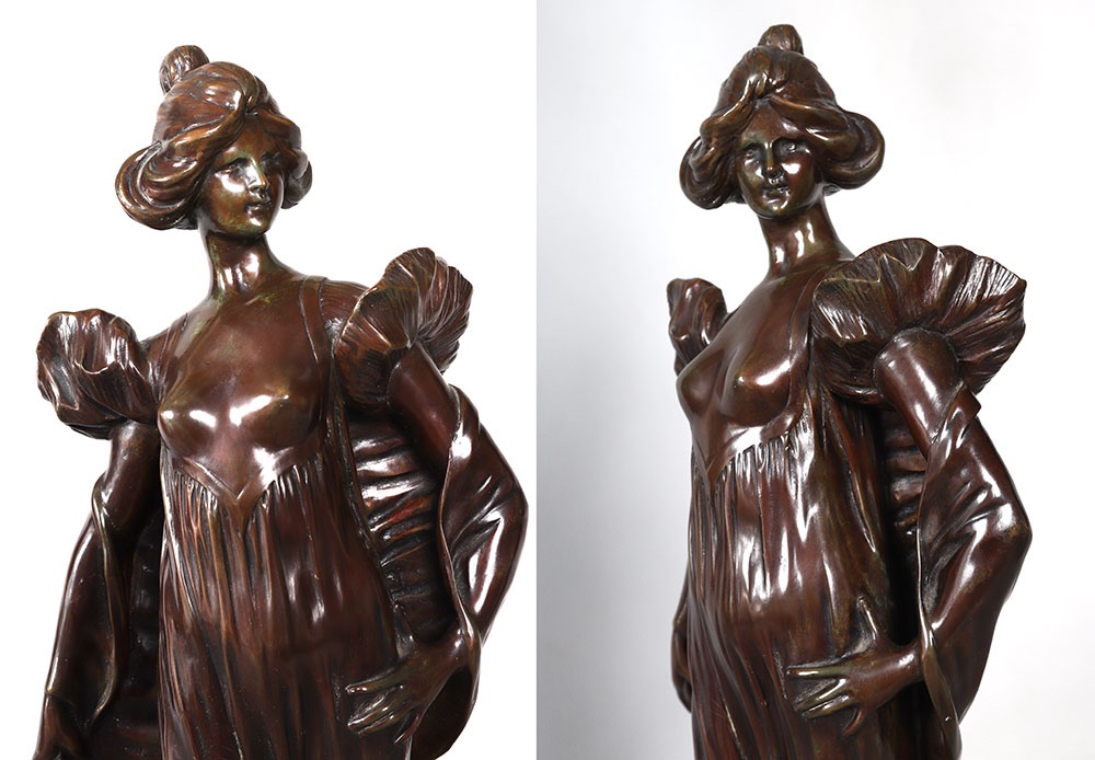 Bronze XIX ème,  51 cm, Jean GAUTHERIN 1840/1890, Jeune Femme aux seins nus-photo-3