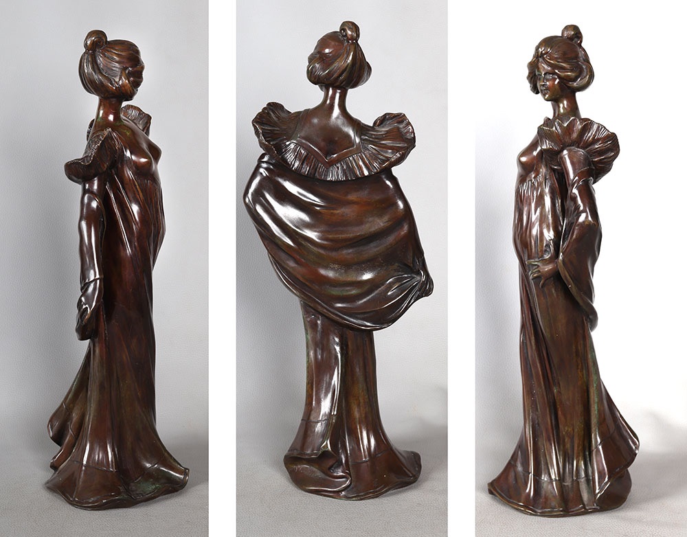 Bronze XIX ème,  51 cm, Jean GAUTHERIN 1840/1890, Jeune Femme aux seins nus-photo-4