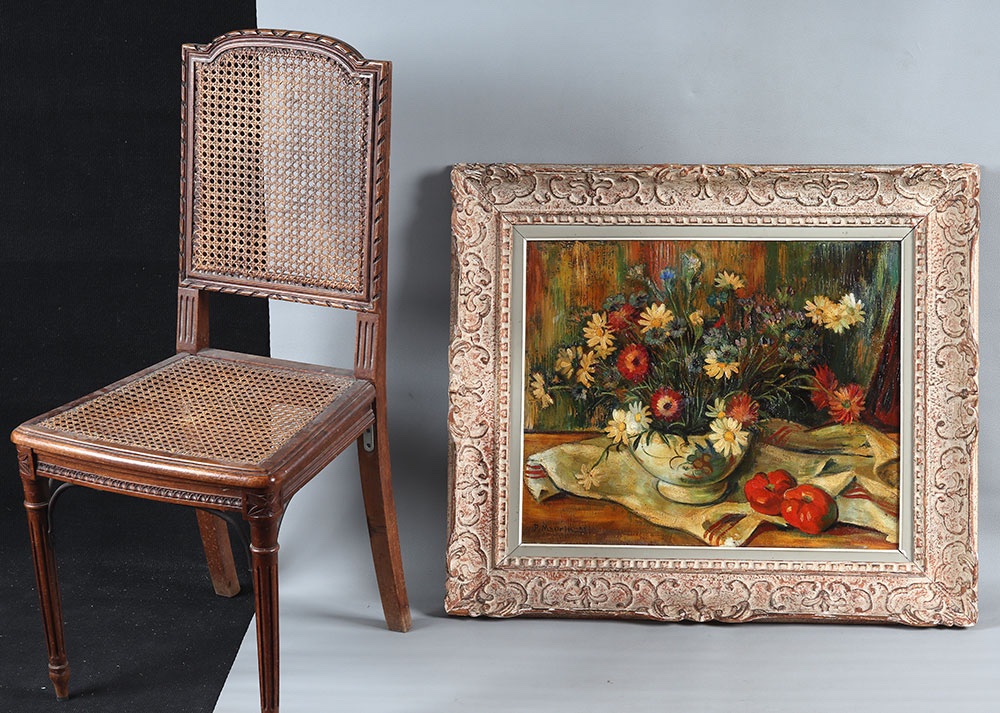 Signé : P. MAURIN daté 1951, Ecole Française, bouquet de fleurs-photo-2