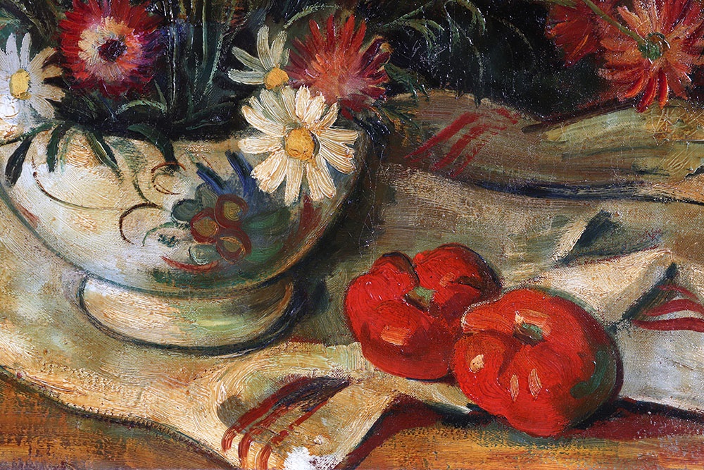 Signé : P. MAURIN daté 1951, Ecole Française, bouquet de fleurs-photo-3