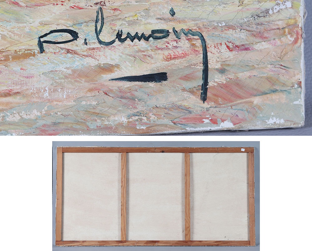 La Côte d’Azur, 130 cm, signé : Pierre LEMOINE, vers 1950/60, l’Esterel, Sud France, marine.-photo-4