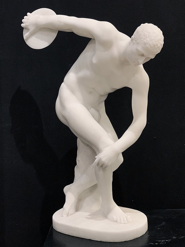 Carrara Marble, 51 Cm, Signed Joseph Frugoni 1897/1923, The Discus Thrower After The Antique