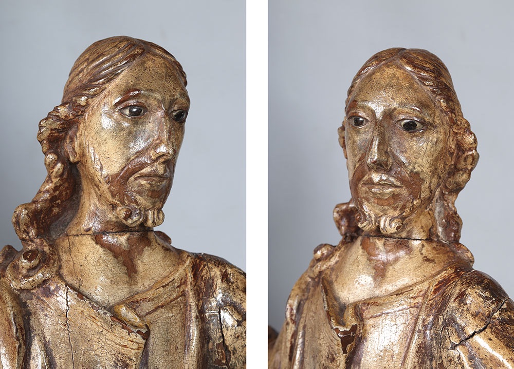 Sculpture du XVII ème, 85 cm, Christ, Bois polychrome aux yeux en verre-photo-2