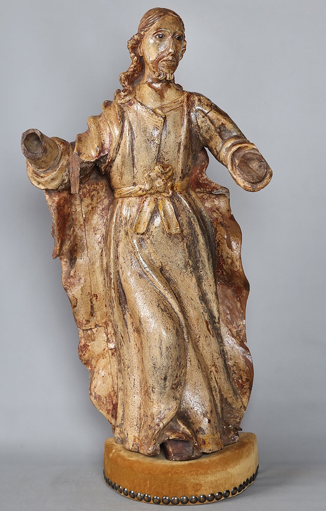 Sculpture du XVII ème, 85 cm, Christ, Bois polychrome aux yeux en verre