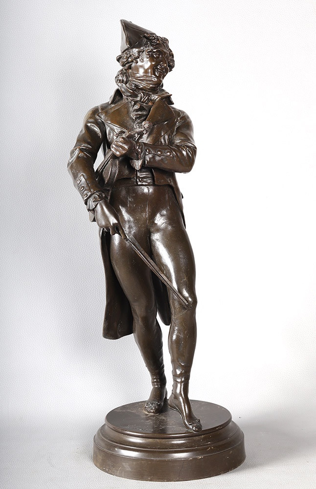 19th Century Bronze, 62 Cm, Jean Jules Salmson, The Violinist Under The Empire, French School