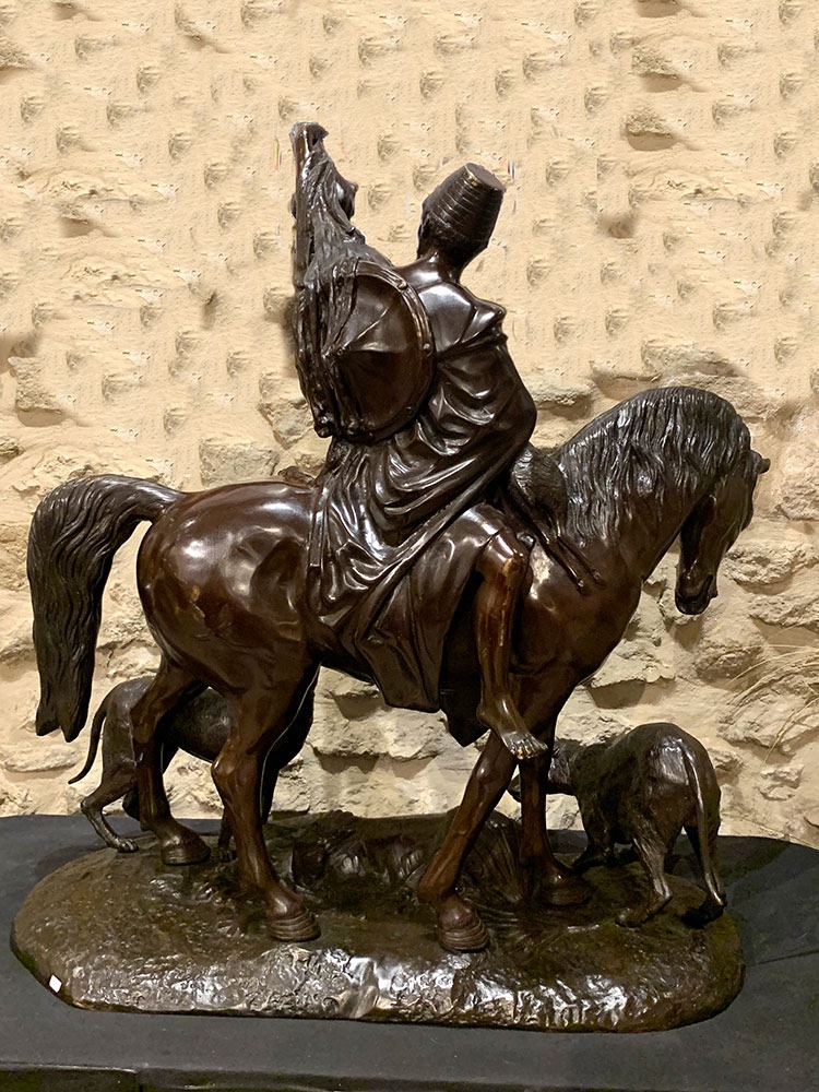 Très grand Bronze Orientaliste 100x90 cm, Max Arthur WAAGEN 1833/1898, retour de chasse, début -photo-3