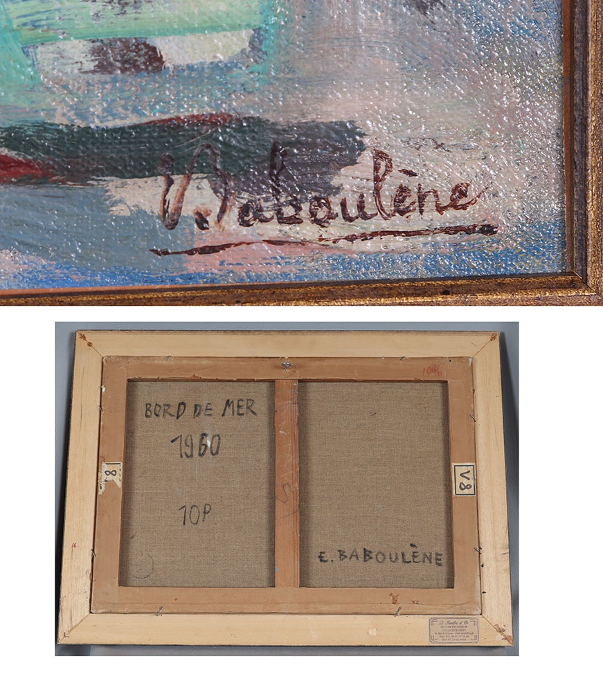 Marine, Eugène BABOULENE 1905/1994, Le port de Toulon, 47x64 cm-photo-4