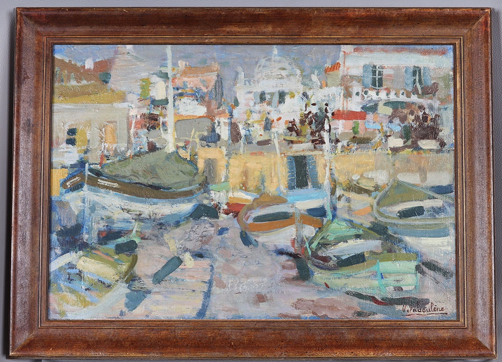 Marine, Eugène BABOULENE 1905/1994, Le port de Toulon, 47x64 cm