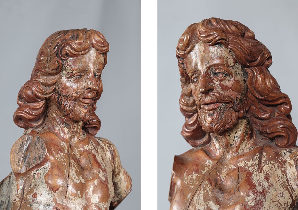 Christ du XVII ème, 88cm, en bois massif, Polychrome-photo-2