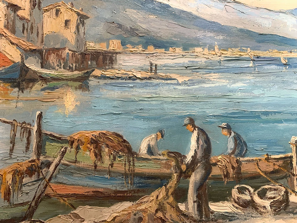 Martigues, signé Joseph GUENARD, vers 1950/60, Paysage Provençale, Méditerranée.-photo-2
