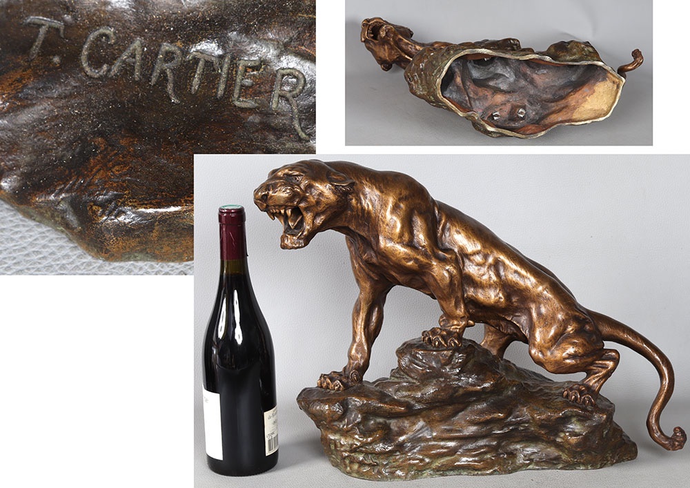 Bronze 19th Century, Thomas Cartier, 45 Cm, Roaring Panther-photo-4