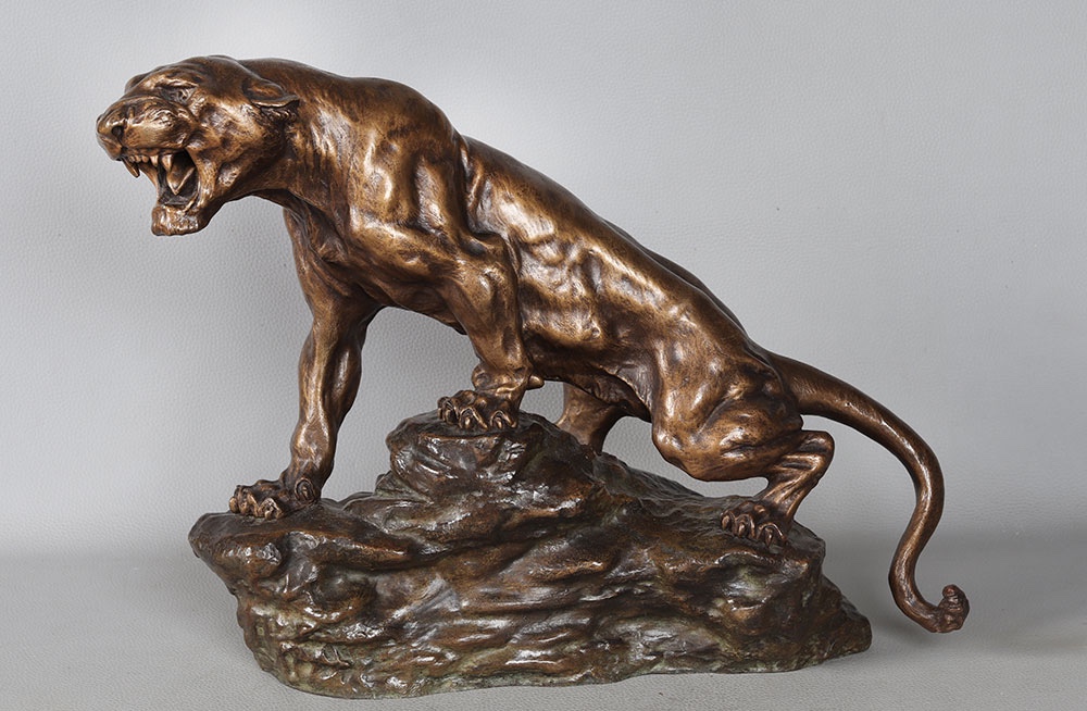 Bronze 19th Century, Thomas Cartier, 45 Cm, Roaring Panther