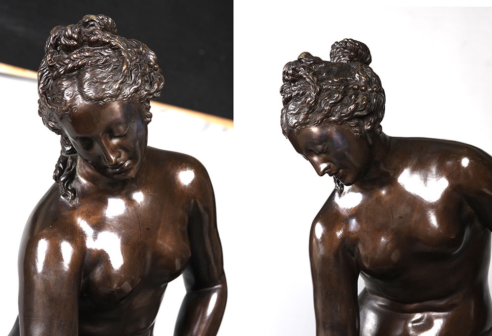 Grand Bronze XIX ème, 86 cm, Christophe Gabriel ALLEGRAIN 1710/1795, Vénus au bain -photo-3