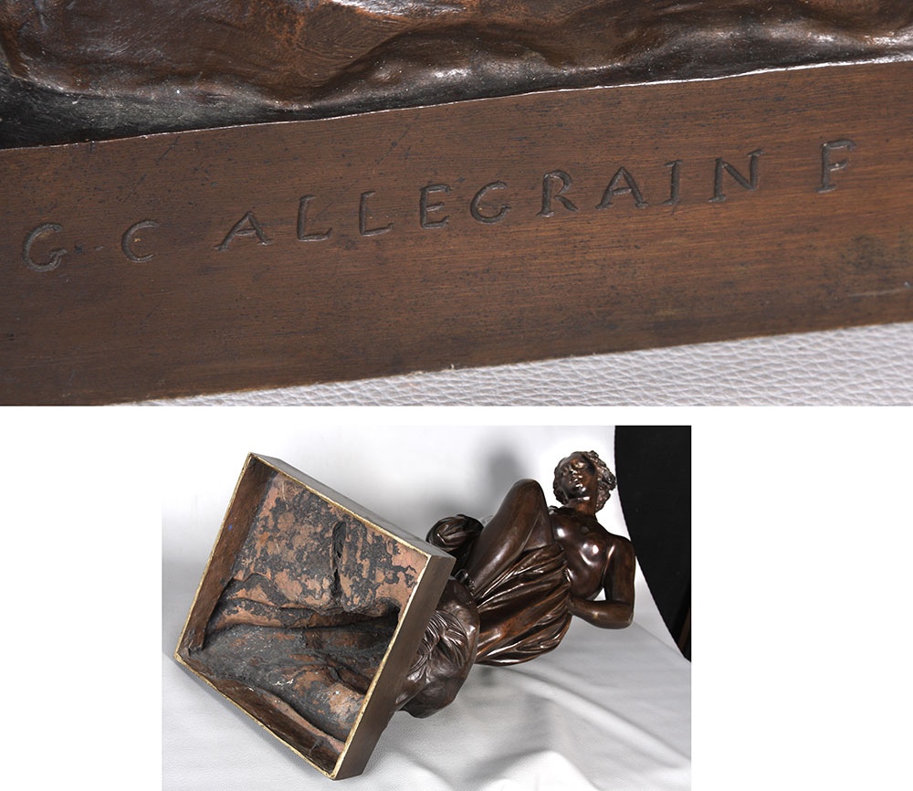 Grand Bronze XIX ème, 86 cm, Christophe Gabriel ALLEGRAIN 1710/1795, Vénus au bain -photo-1