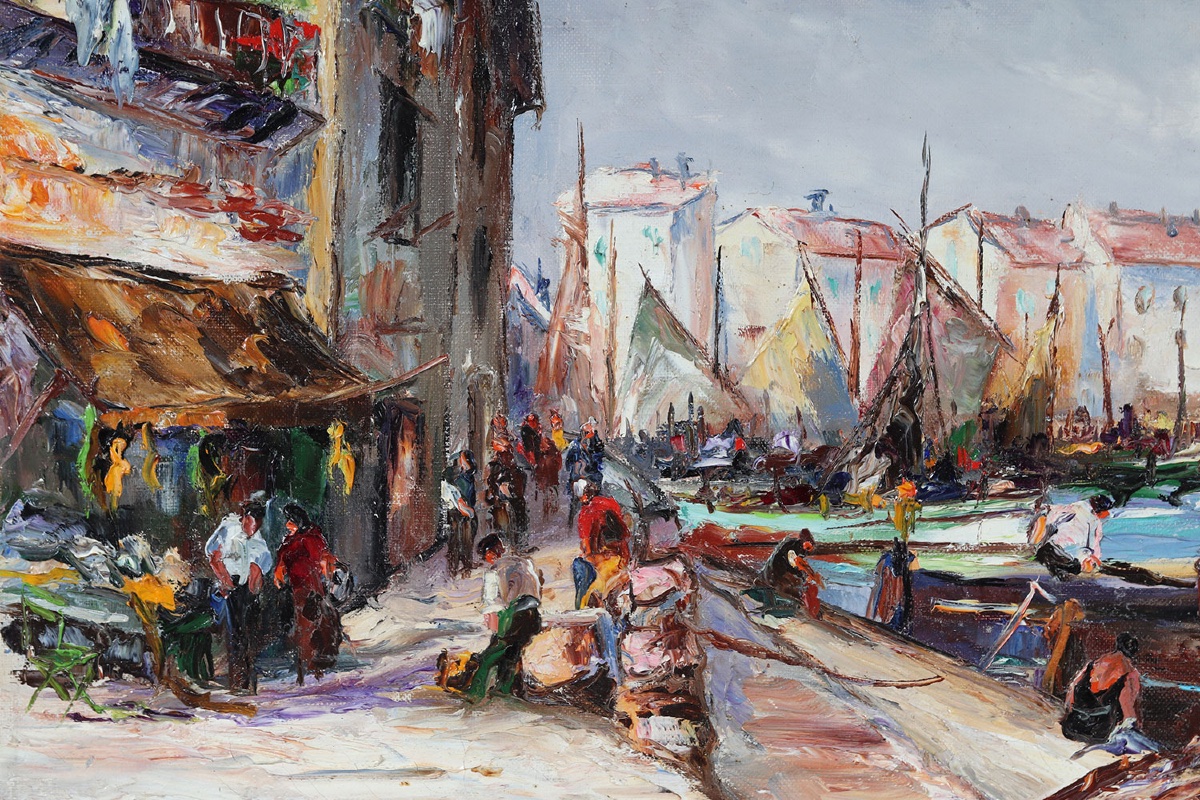 Marcel Abougit, Martigues, 100 Cm, Circa 1960, Méditerranée-photo-3
