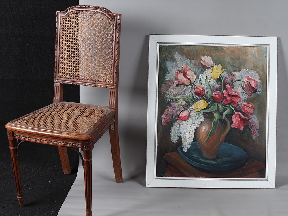 83x70 cm, Paul Theodore SCHWARZ, de 1949, bouquets de fleurs, nature morte -photo-2