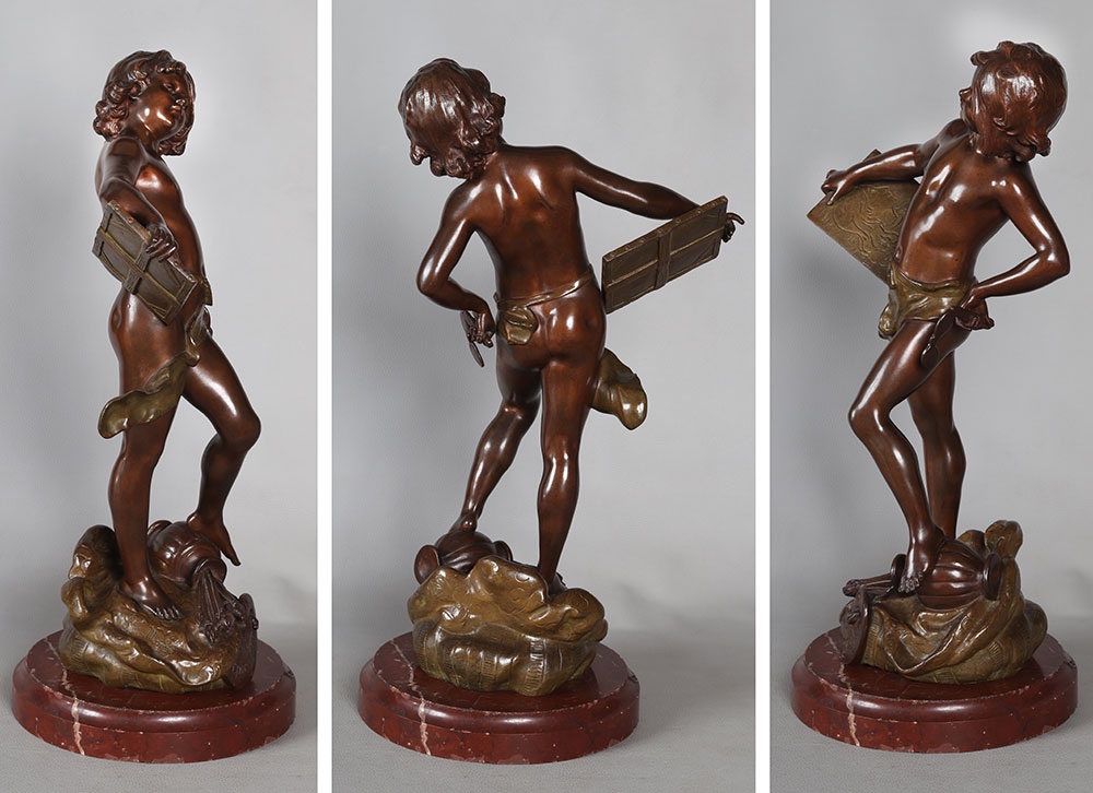Bronze 19th Century, 56 Cm, Moreau Louis Auguste 1834/1917, The Art Critic-photo-3