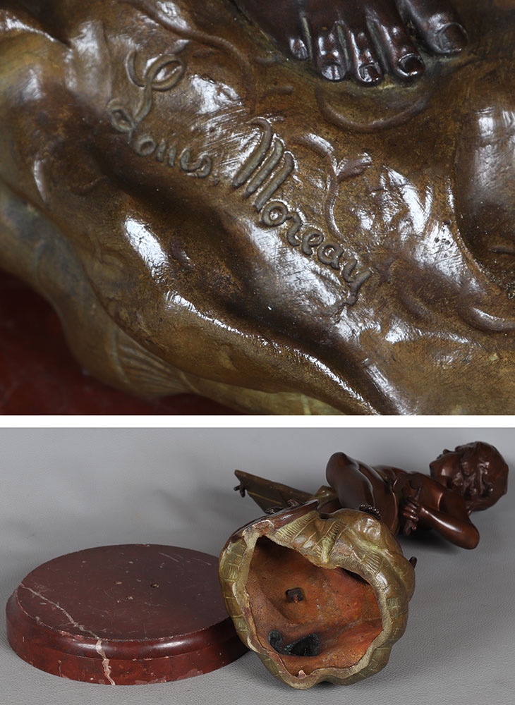 Bronze 19th Century, 56 Cm, Moreau Louis Auguste 1834/1917, The Art Critic-photo-1