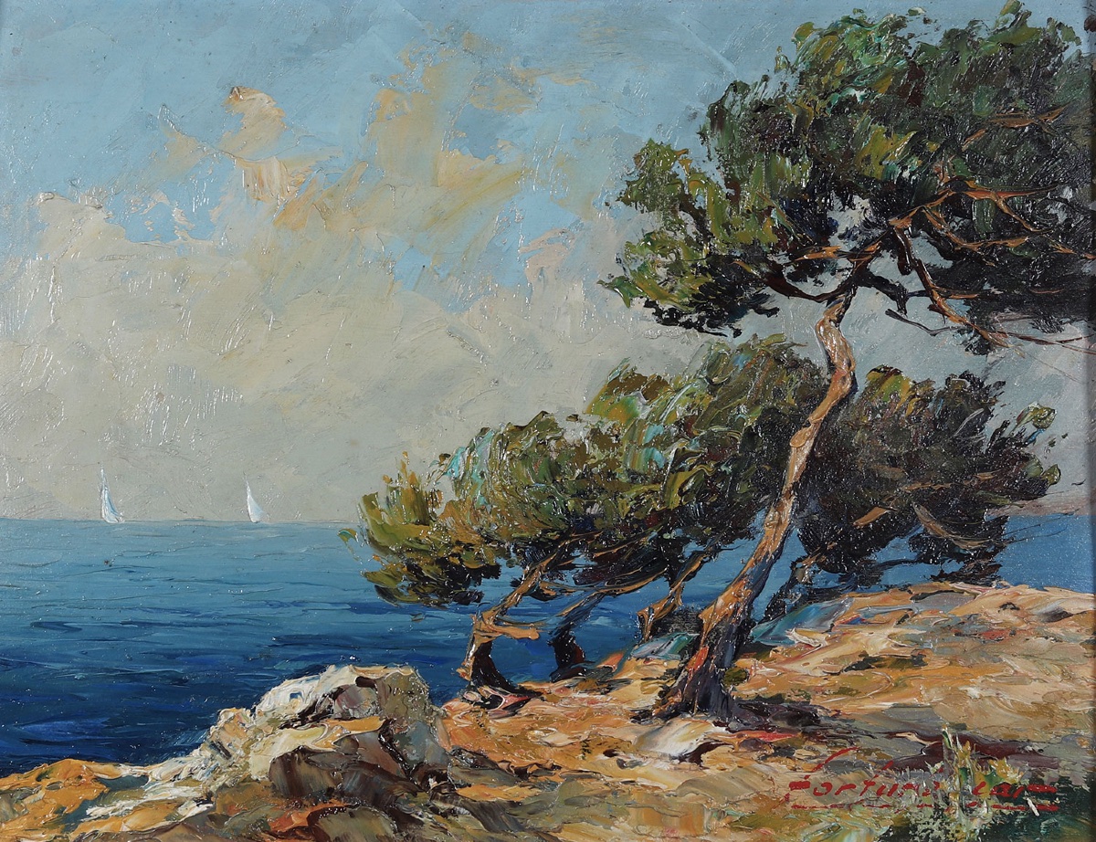 Fortuné CAR 1905/1970, 70 cm, La Méditerranée , Côte d’Azur, Sud de la France-photo-2