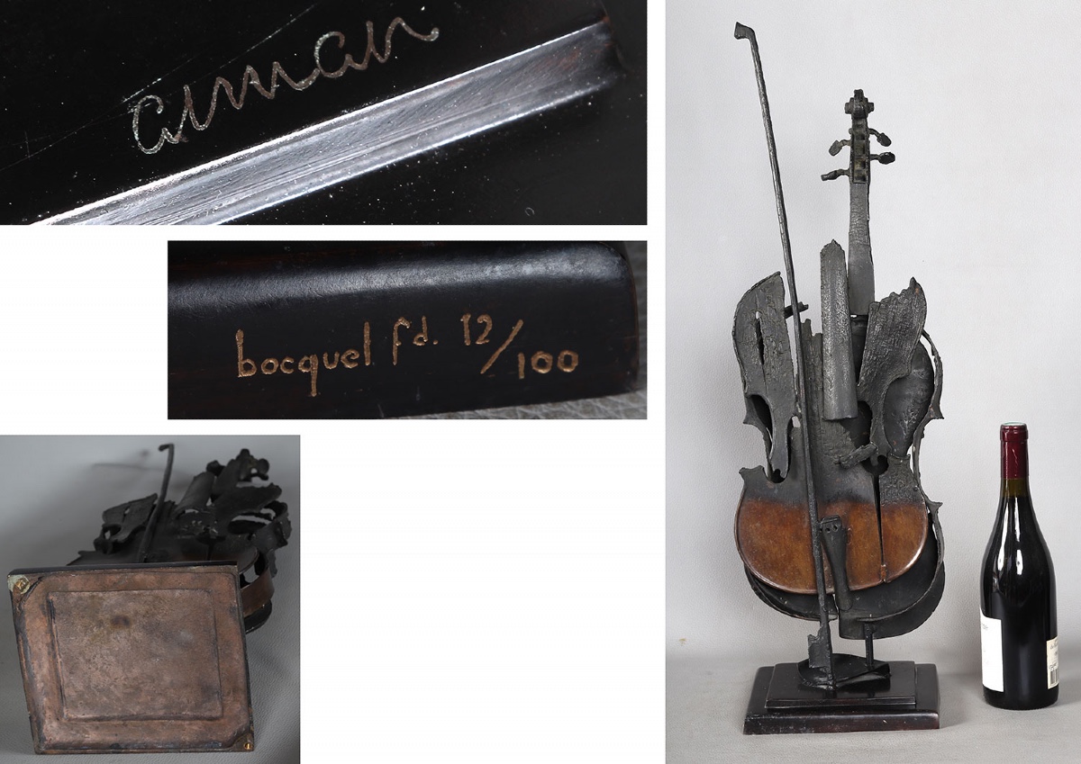 Arman 1928/2005, Bronze, 72 Cm, Burnt Violin-photo-1