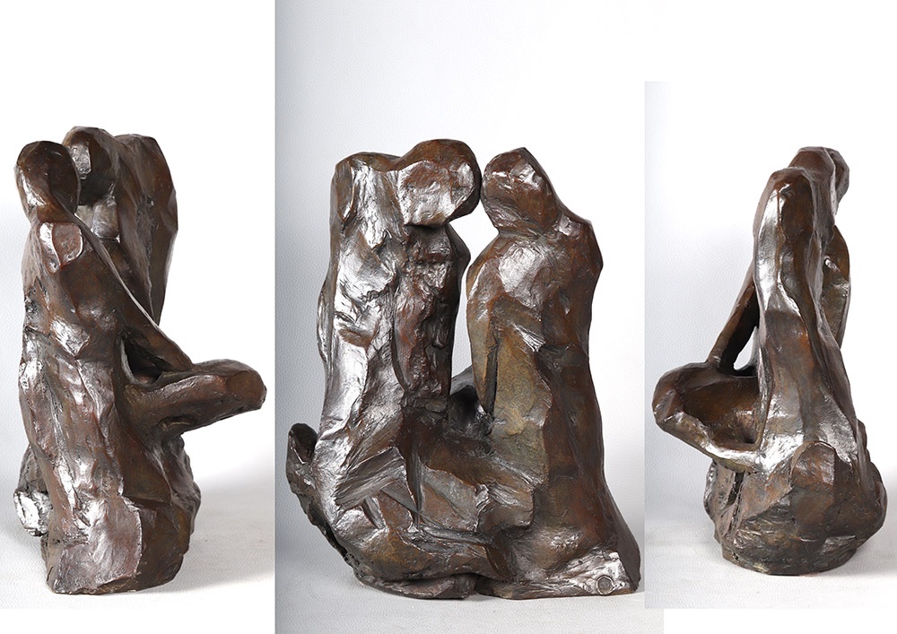 Bronze, Signed By Martine Rouart, Granddaughter Of Paul Valéry, *the Fishermen With A Net*-photo-2