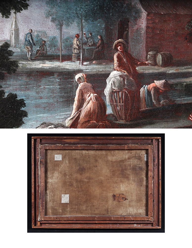18th-century Landscape, 97 Cm, Rural Scene, French School, Featuring Figures -photo-1