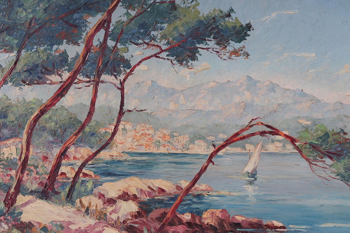 Signé Raoul XIM, 119 cm, vue de Côte d’Azur, Sud France, vers 1960 / 70-photo-2