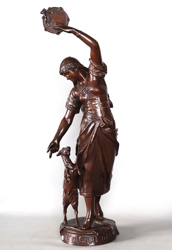 Bronze XIX ème, Eugène MARIOTON, 70 cm, Esméralda et sa chèvre.