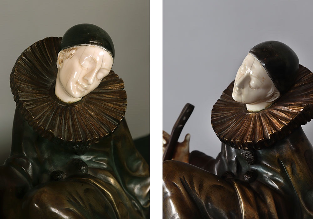 Bronze, Alfred GILBERT 1854/1934, Art Déco, Chryséléphantine, Pierrot -photo-2