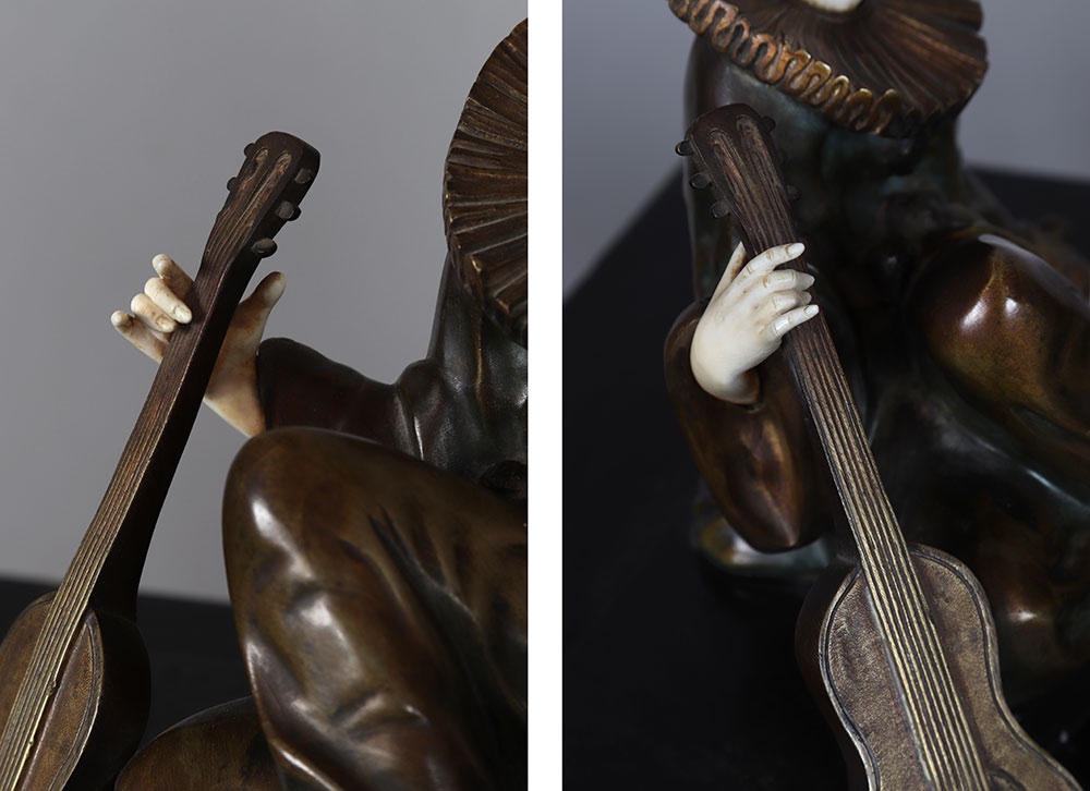 Bronze, Alfred GILBERT 1854/1934, Art Déco, Chryséléphantine, Pierrot -photo-3