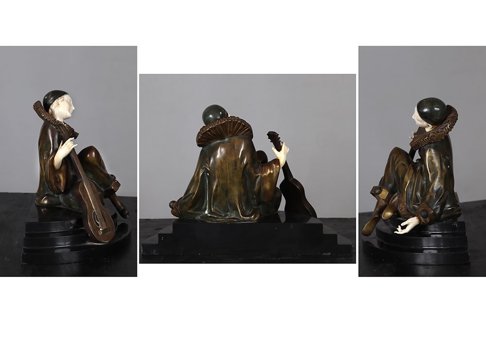 Bronze, Alfred GILBERT 1854/1934, Art Déco, Chryséléphantine, Pierrot -photo-4