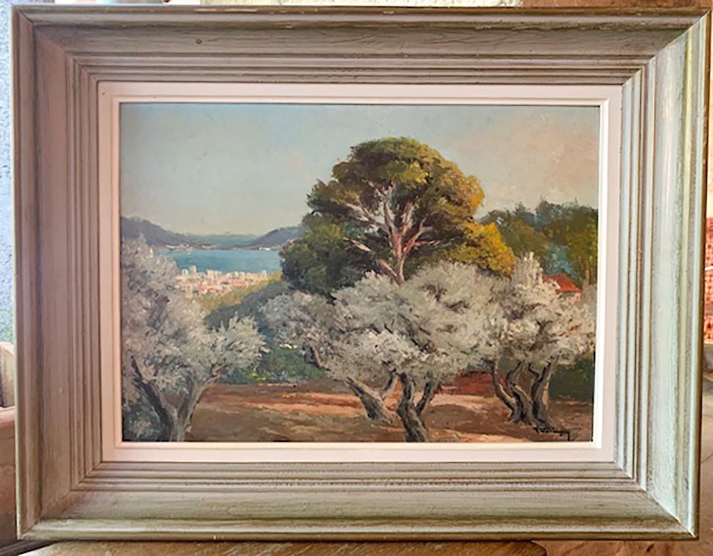 Paire de tableaux signés, vue de Côte d’Azur, La Provence, Sud France, vers 1960 / 70-photo-1