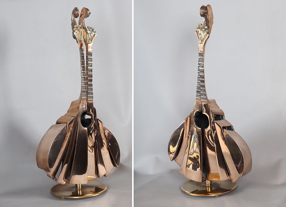 Arman 1928/2005, Gilded Bronze, 60 Cm, Cut-out Mandolin-photo-2