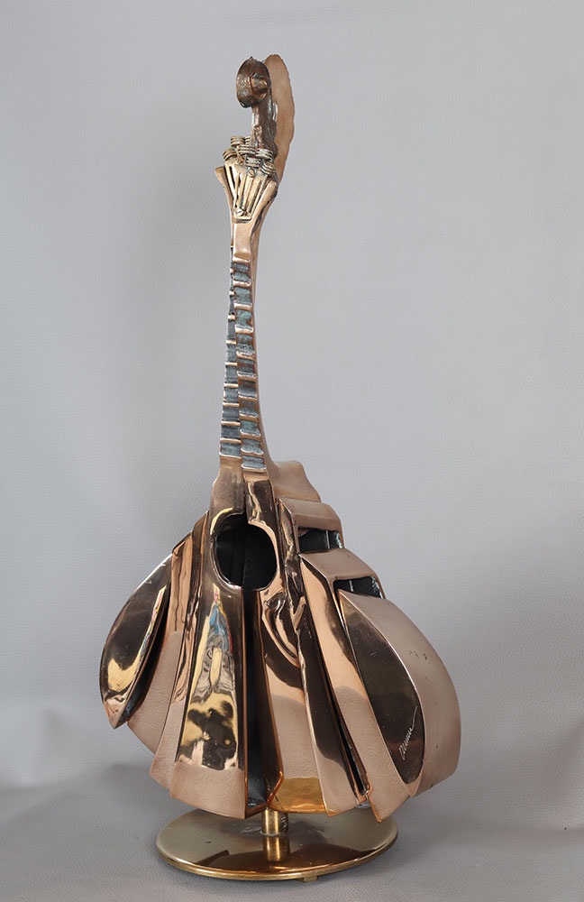 Arman 1928/2005, Gilded Bronze, 60 Cm, Cut-out Mandolin