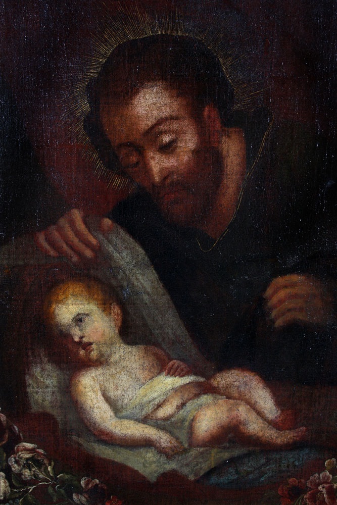 École Italienne du 17 ème, 107 cm,  Joseph veillant l’enfant Jésus-photo-3