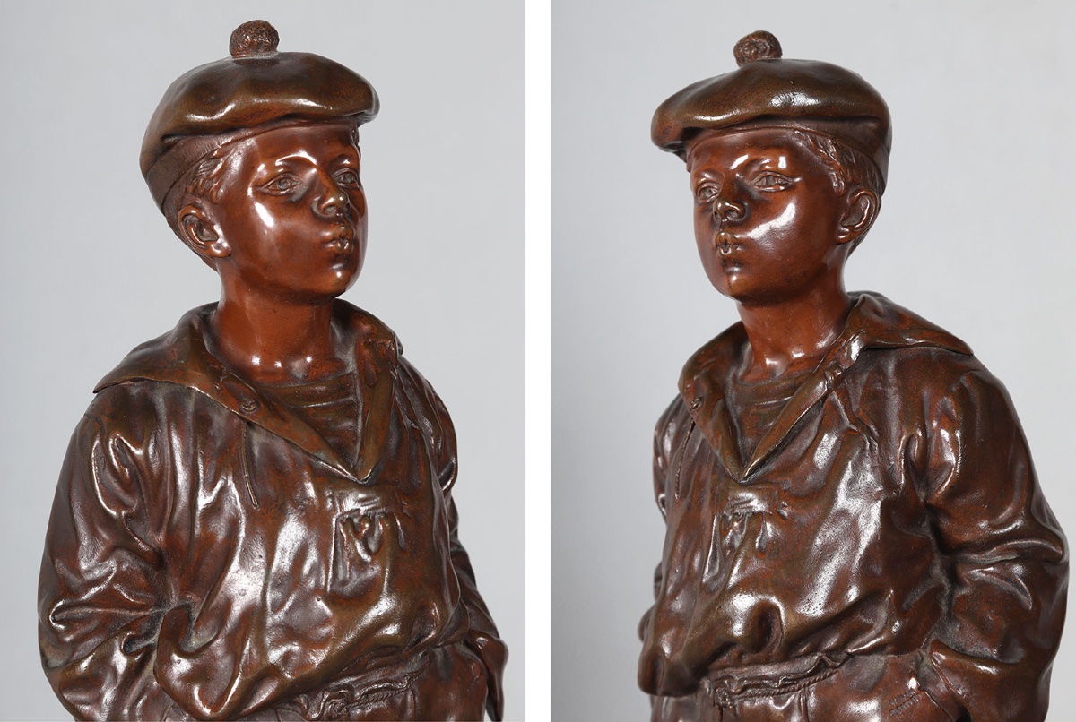 19th-century Bronze, Signed: Victor Szczebleweski, 42 Cm, *the Whistler*, Dated: 1889-photo-2