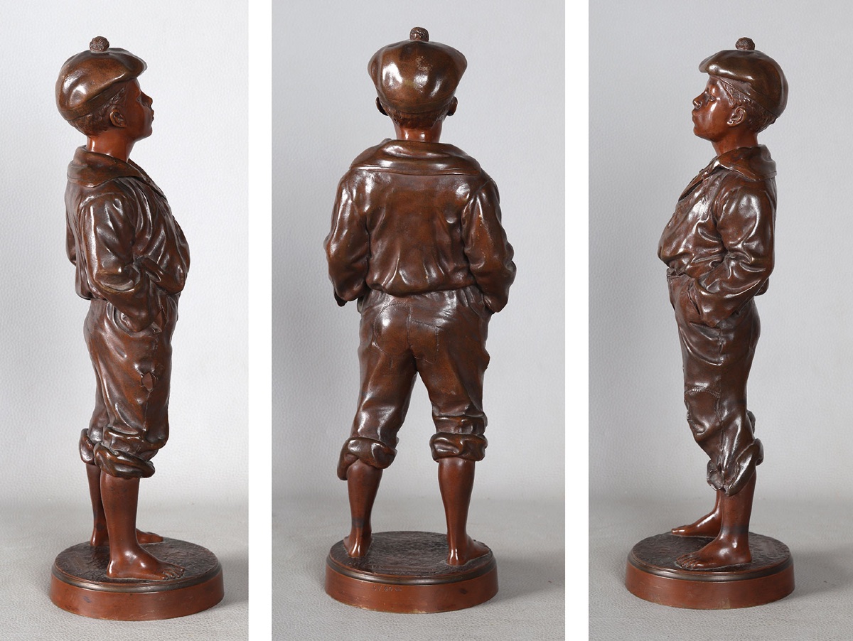 19th-century Bronze, Signed: Victor Szczebleweski, 42 Cm, *the Whistler*, Dated: 1889-photo-3