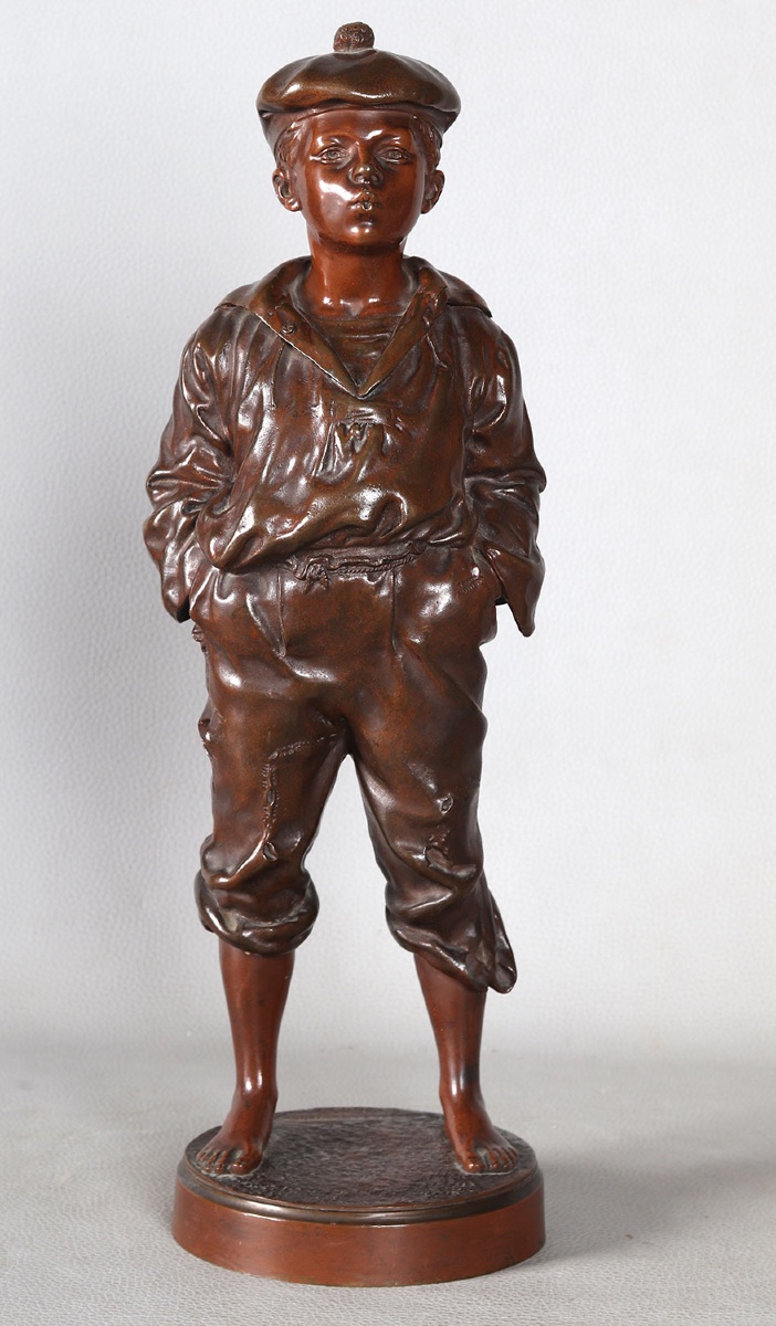 19th-century Bronze, Signed: Victor Szczebleweski, 42 Cm, *the Whistler*, Dated: 1889