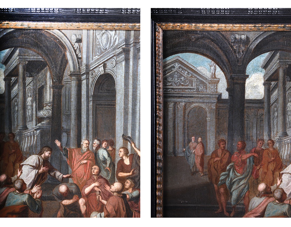 17th-century Italian School, 70 Cm, Jesus Blessing His Followers In The Temple -photo-2