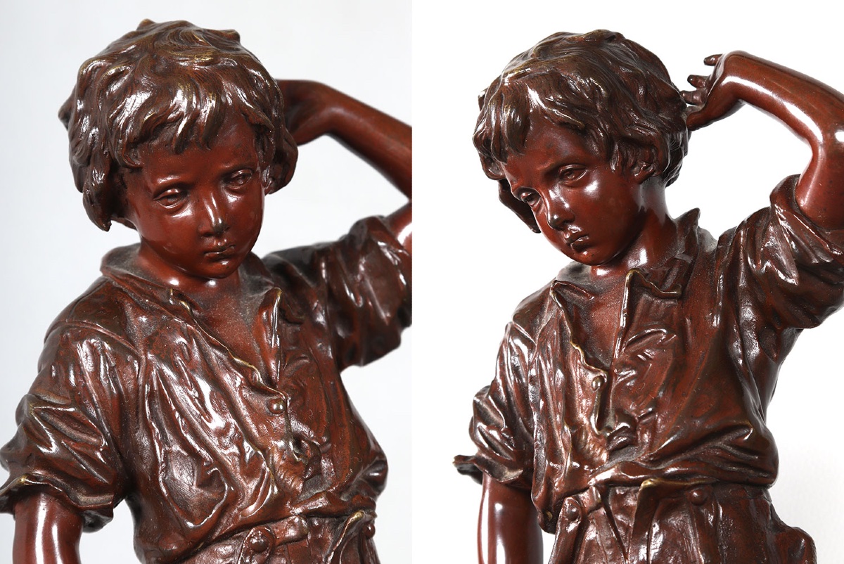 19th-century Bronze, Signed: Charles Anfrie, 42 Cm, “accident”-photo-2
