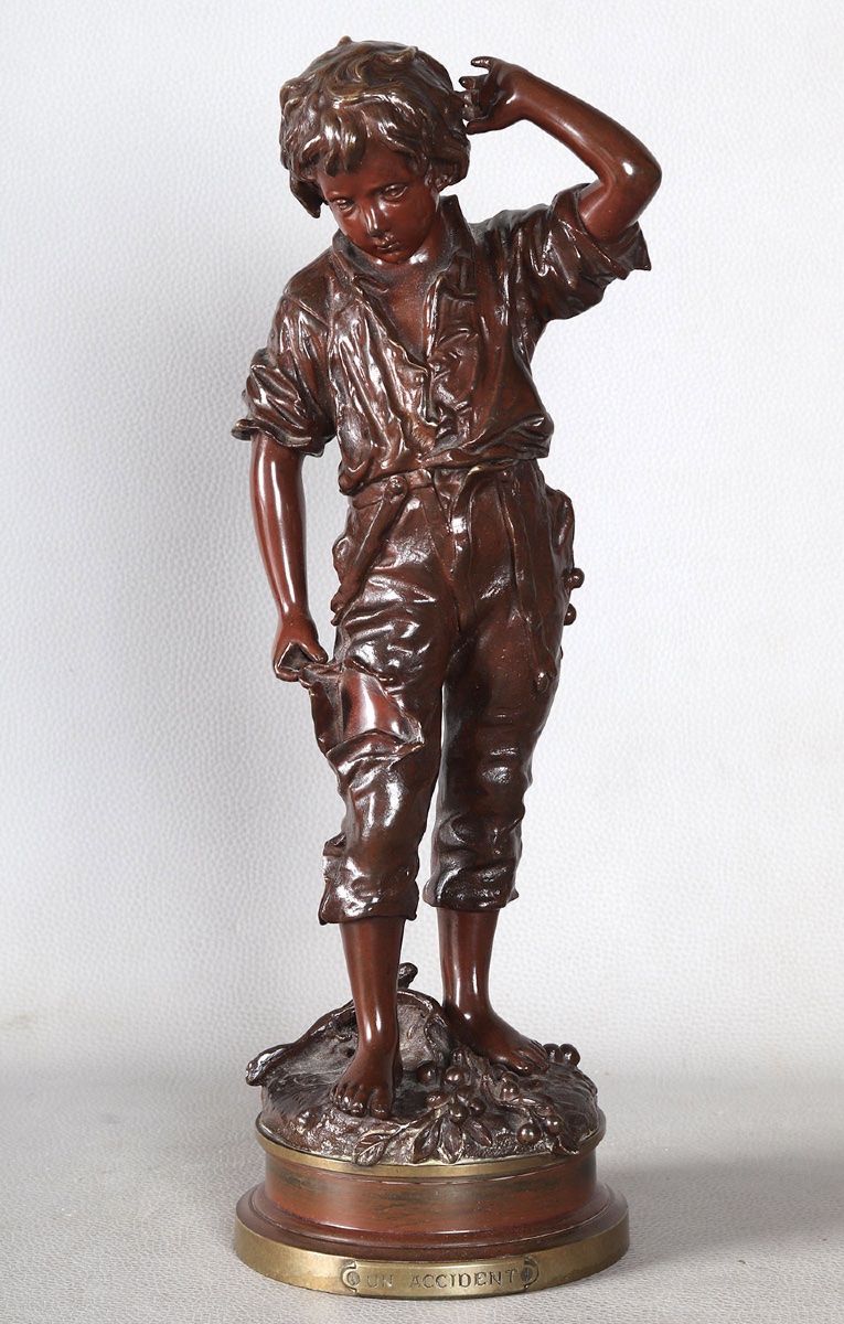 19th-century Bronze, Signed: Charles Anfrie, 42 Cm, “accident”