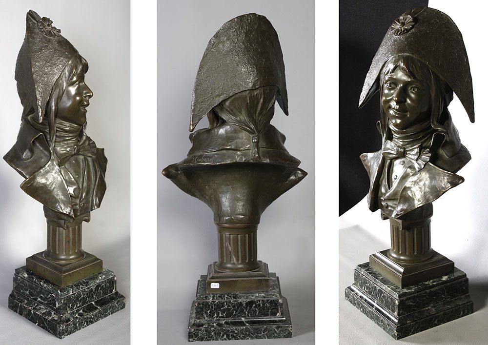Bronze XIX ème, 70 cm, signé Alfred RICHARD 1844/1884, Révolutionnaire enfant-photo-3